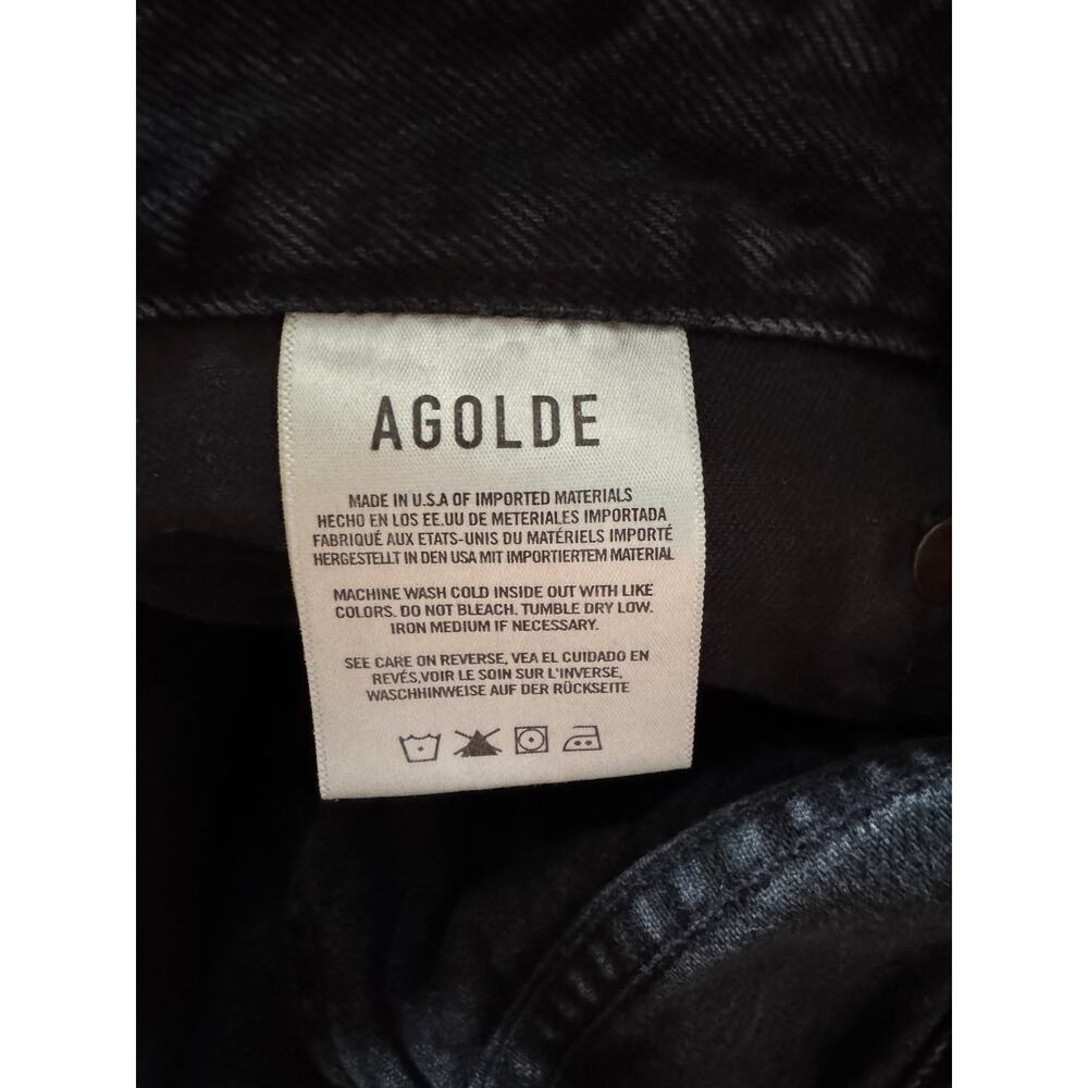 Agolde Black Jeans Straight Leg High Rise Denim Lettuce Waistband Cotton Basics - Picture 4 of 8